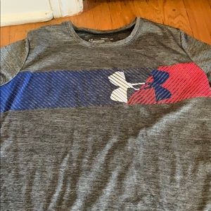 grey pink and blue under armor top